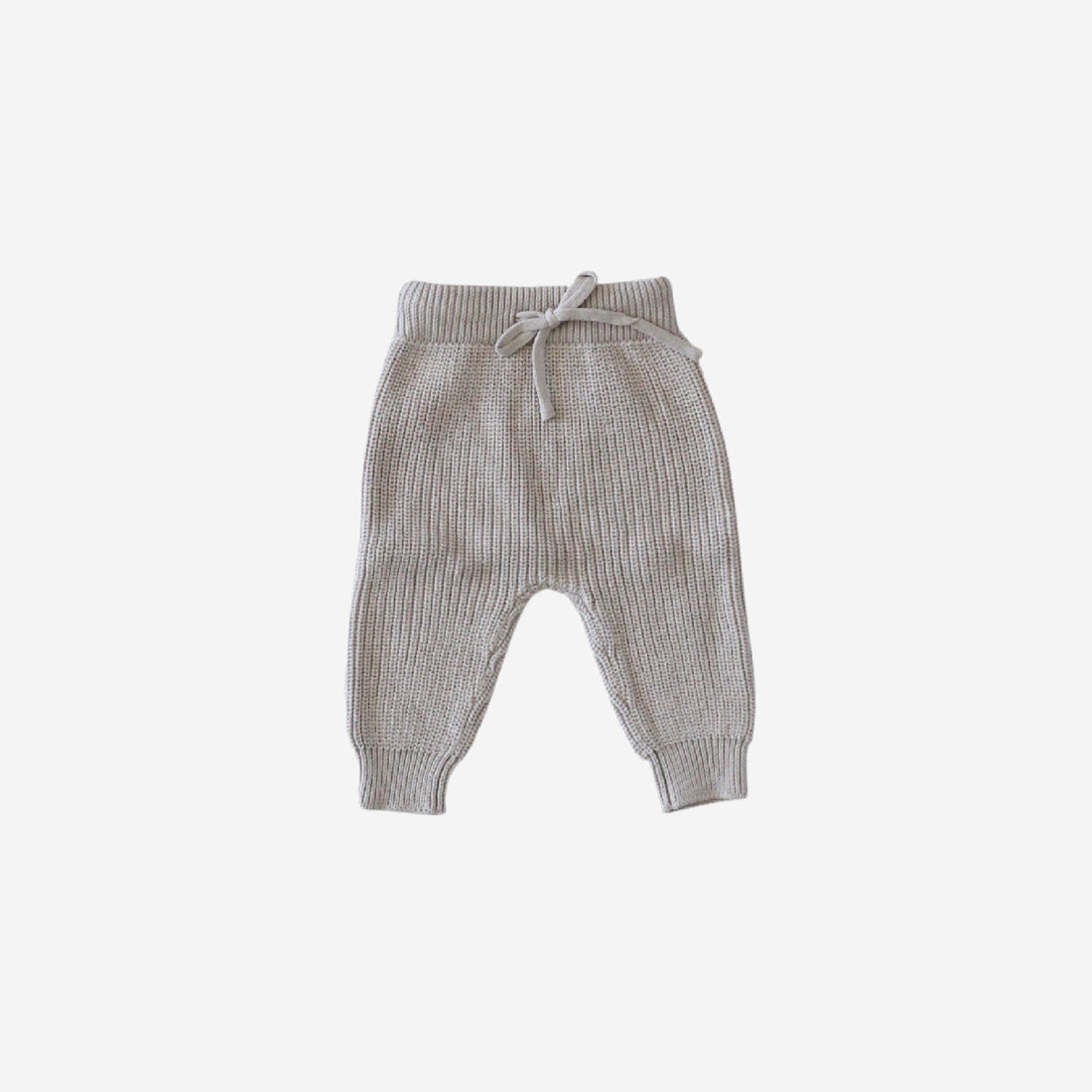 Organic Cotton Knit Baby Pants - Beige