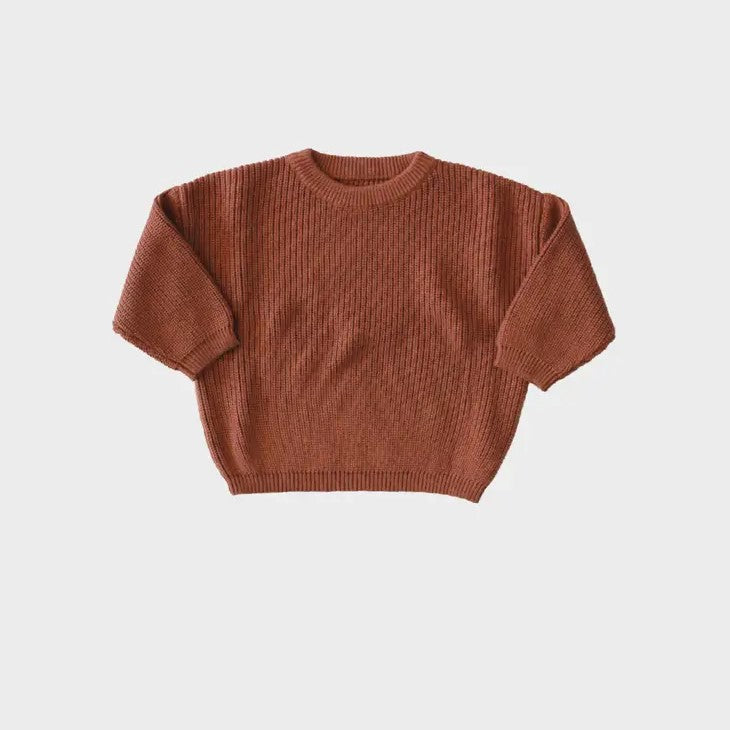Kids Chunky Knit Organic Cotton Sweater - Rust