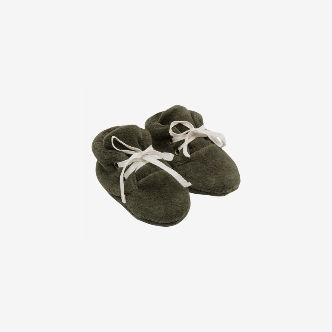 Organic Cotton Velour Baby Booties - Forest