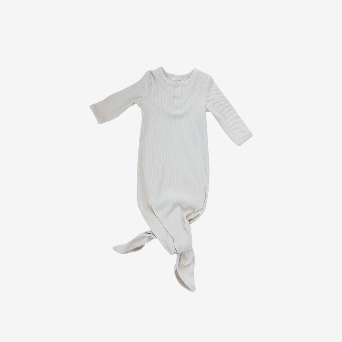 Organic Cotton Rib Knotted Baby Gown - Vanilla