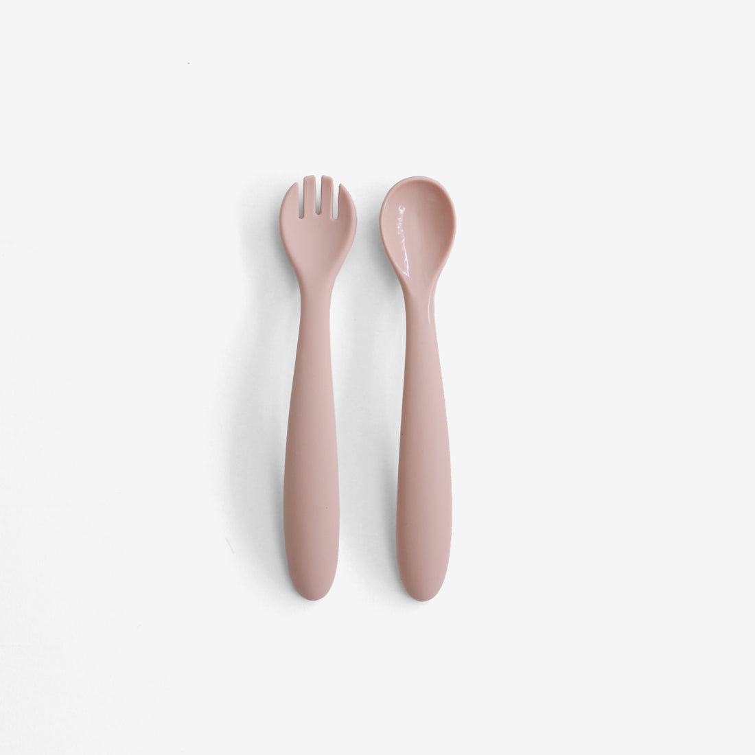 Baby's First Silicone Fork & Spoon Set - Mahogany Rose