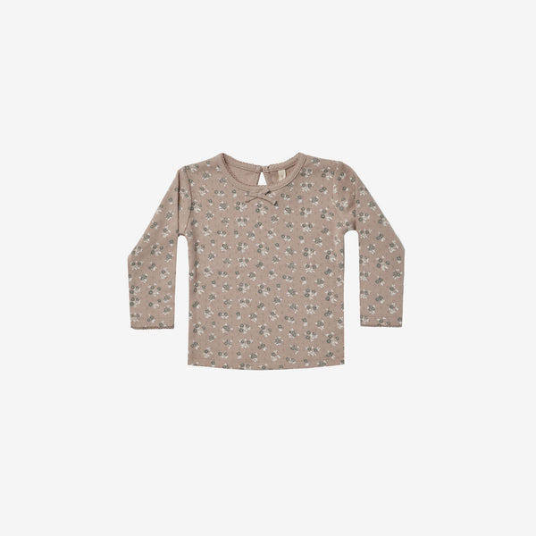 Organic Cotton Pointelle L/S Tee - Truffle Floral
