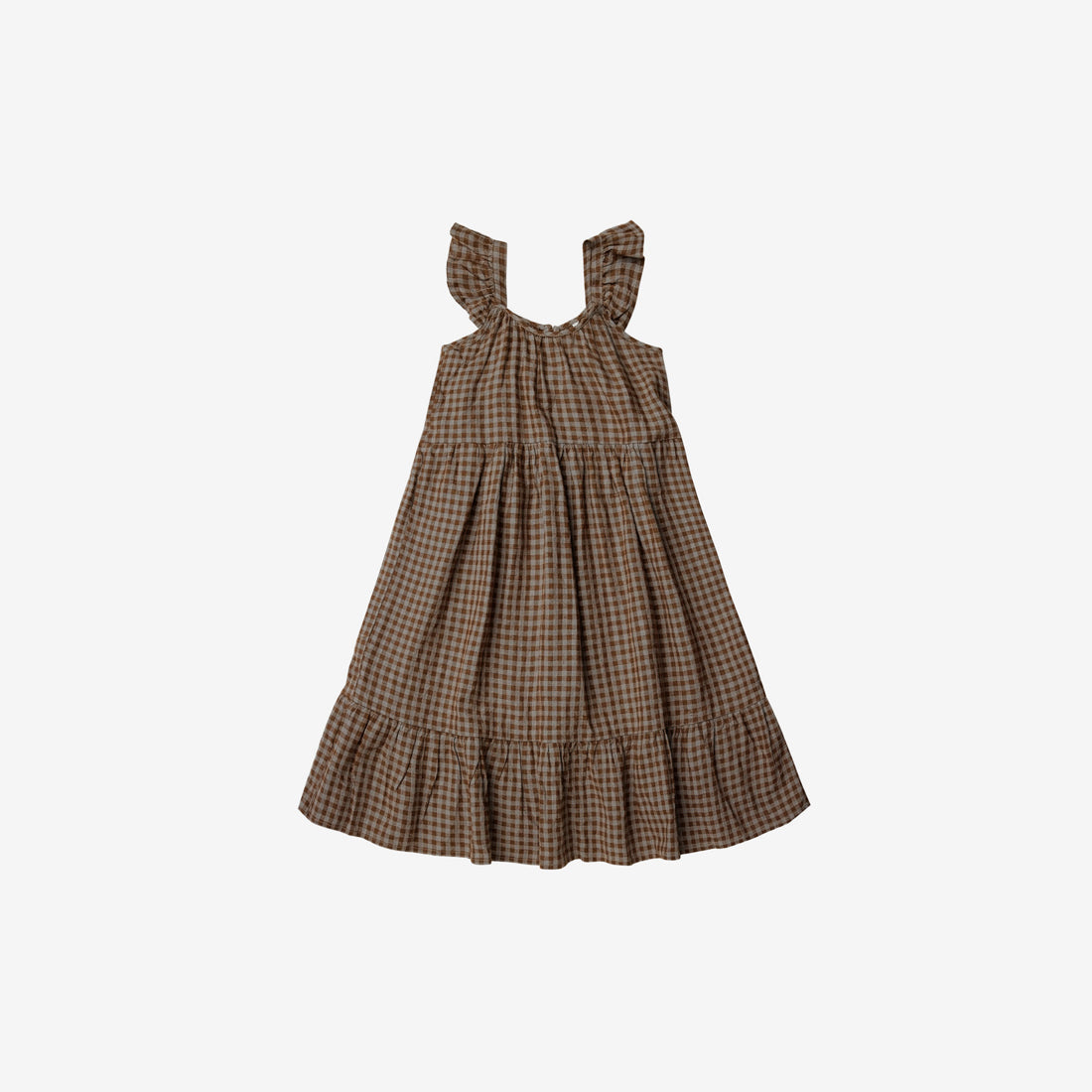 Abbie Linen-Blend Tiered Maxi Dress - Chocolate+Pool Gingham