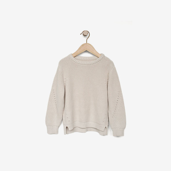 Organic Cotton Knit Essential Sweater - Oatmeal