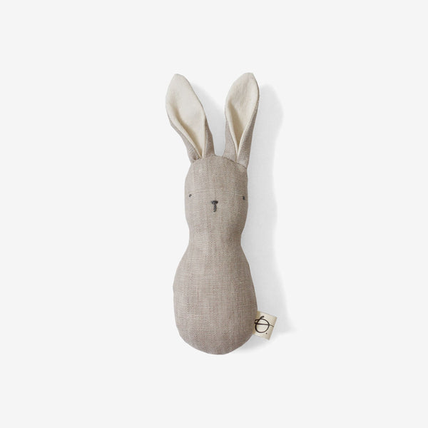 Handmade Upcycled Bunny Rattle - Ecru Linen