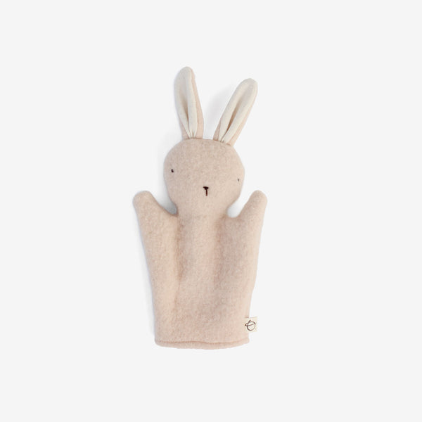 Handmade Upcycled Wool Bunny Puppet - Champagne
